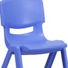 Flash Furniture Blue Plastic Stackable School Chair with 15.5'' Seat Height, PK4 4-YU-YCX4-005-BLUE-GG